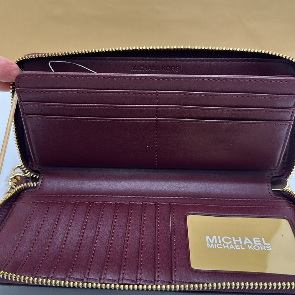 MICHAEL KORS Leather Large Continental Wristlet Phone Case Wallet Exotic Print - Picture 3 of 14